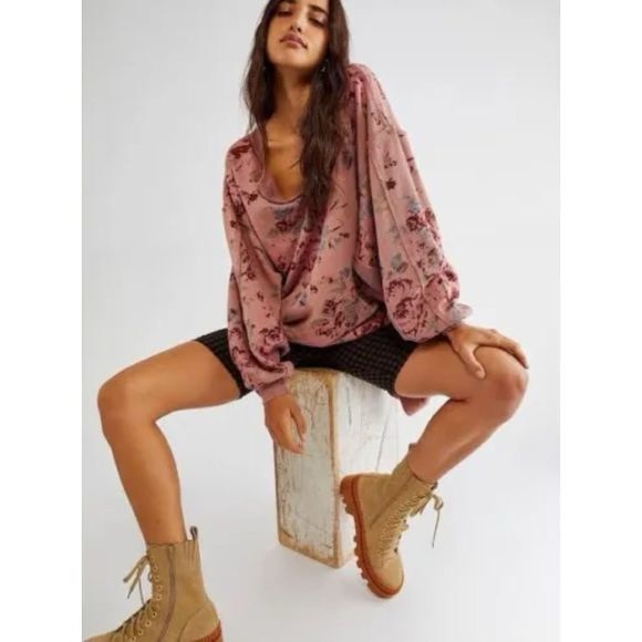 Free People We The Free With The Band Cabbage Rose Sweatshirt - Picture 5 of 6